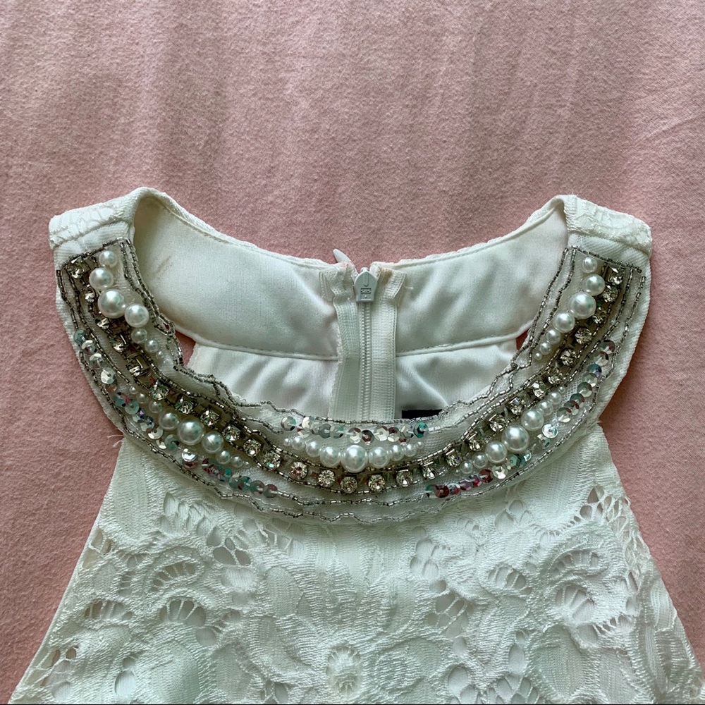 ✅ CLEARANCE Ivory White Lace Blue Rain Dress - Picture 3 of 5